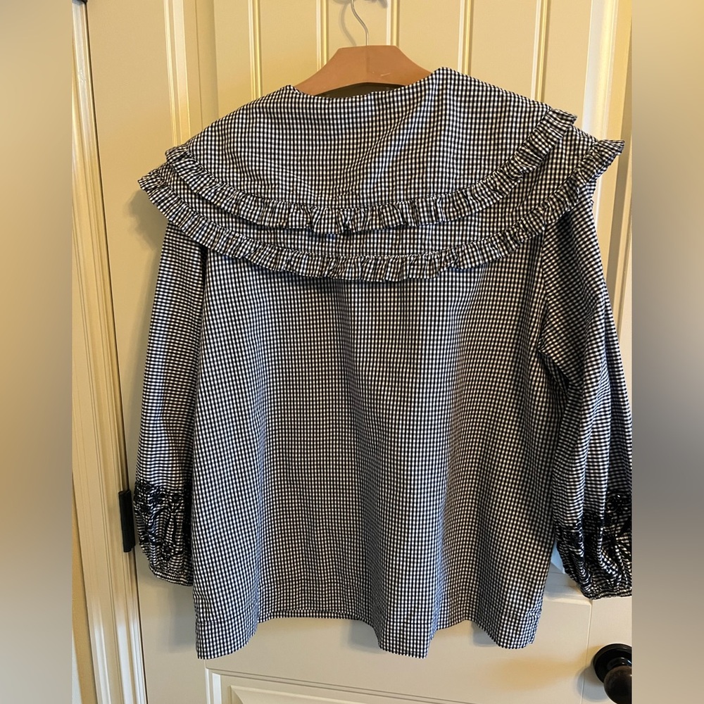 DAMSON MADDER Lois Double Collar Gingham Blouse UK size 10/US size 6 - Picture 11 of 13